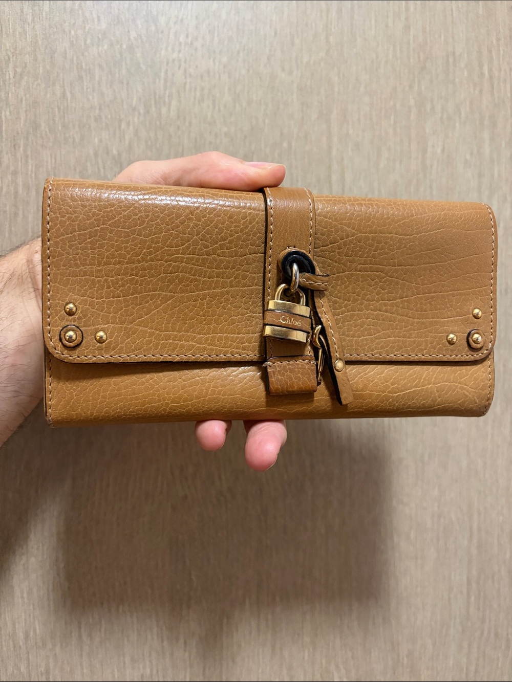 Authentic Chloe Leather Wallet with Signature Padlock